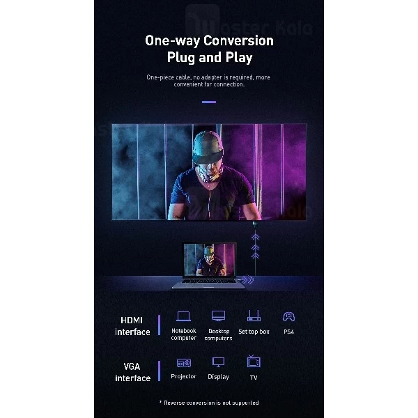 کابل HDMI به VGA بیسوس Baseus Enjoyment 4K HDMI Male To VGA Male CAKSX-J0G به طول 1 متر