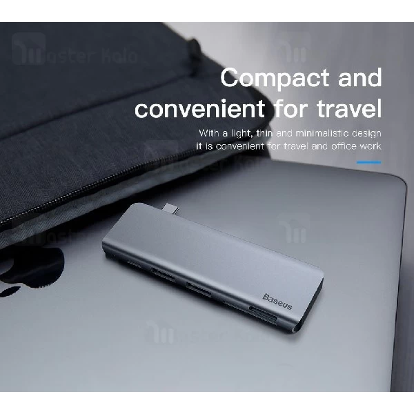 هاب شارژر و داک انتقال اطلاعات بیسوس Baseus Harmonica 5 in 1 HUB Adapter CAHUB-K0G