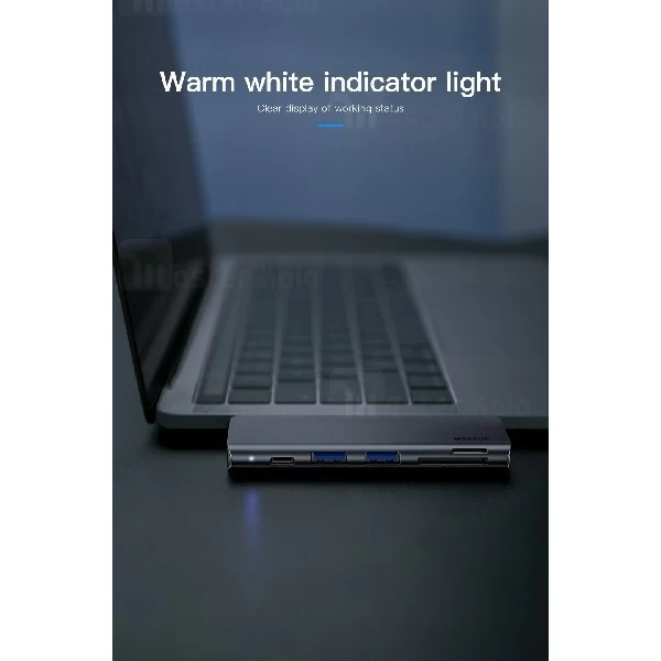 هاب شارژر و داک انتقال اطلاعات بیسوس Baseus Harmonica 5 in 1 HUB Adapter CAHUB-K0G