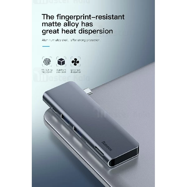 هاب شارژر و داک انتقال اطلاعات بیسوس Baseus Harmonica 5 in 1 HUB Adapter CAHUB-K0G