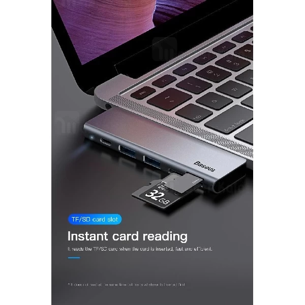 هاب شارژر و داک انتقال اطلاعات بیسوس Baseus Harmonica 5 in 1 HUB Adapter CAHUB-K0G