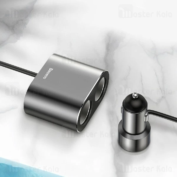 شارژر فندکی بیسوس Baseus High Efficiency One to Two Cigarette Lighter CRDYQ-01 توان 80 وات