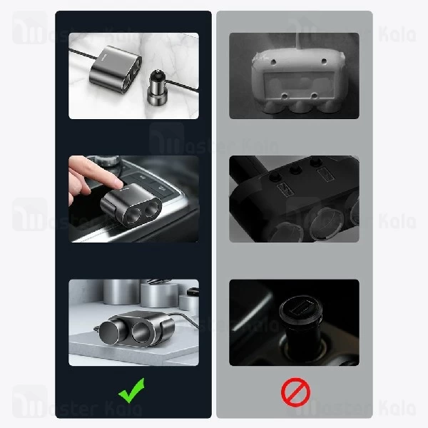 شارژر فندکی بیسوس Baseus High Efficiency One to Two Cigarette Lighter CRDYQ-01 توان 80 وات