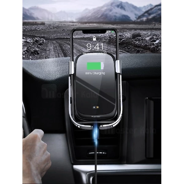 هولدر هوشمند و شارژر وایرلس بیسوس Baseus Rock-solid Electric WXHW01-01 توان 10 وات