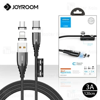 کابل مگنتی سه سر جویروم Joyroom S-M408 3 in 1 Magnetic Cable توان 3 آمپر طول 1.2 متر