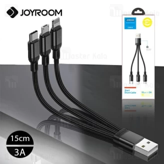 کابل سه سر جویروم Joyroom S-M416 3 in 1 Short Cable 3A طول 15 سانتی متر