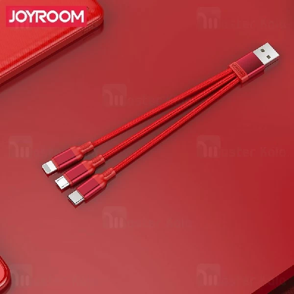 کابل سه سر جویروم Joyroom S-M416 3 in 1 Short Cable 3A طول 15 سانتی متر