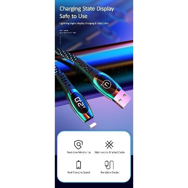 کابل لایتنینگ یوسمز Usams US-SJ368 U36 Data Cable دارای نمایشگر دیجیتال