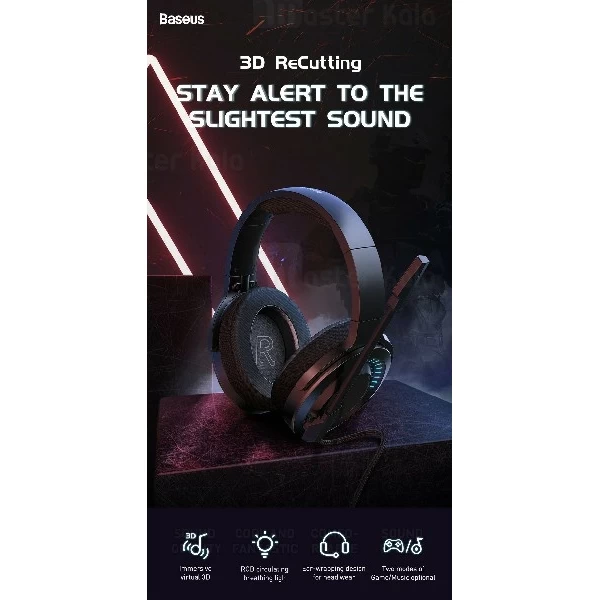 هدفون سیمی بیسوس Baseus D05 GAMO Immersive Virtual 3D Game headphone NGD05-01 طراحی گیمینگ