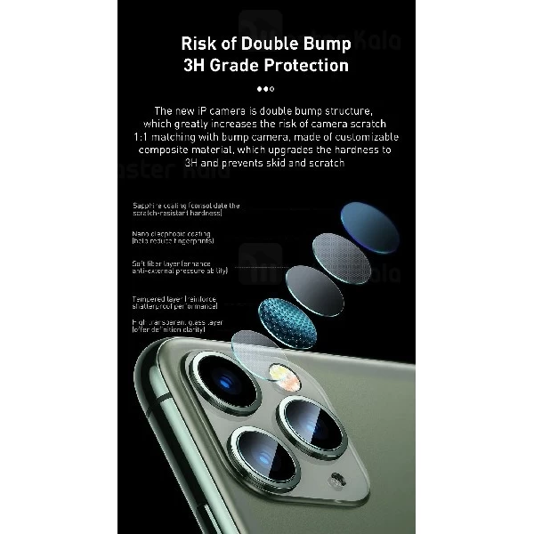 محافظ لنز دوربین شیشه ای موبایل آیفون Apple iPhone 11/11 Pro/11 Pro Max Baseus SGAPIPH58S-JT02
