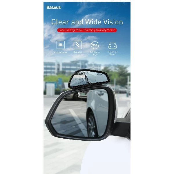 پک دوتایی آینه کمکی آبگریز بیسوس Baseus Large View Reversing Auxiliary Mirror ACFZJ-01