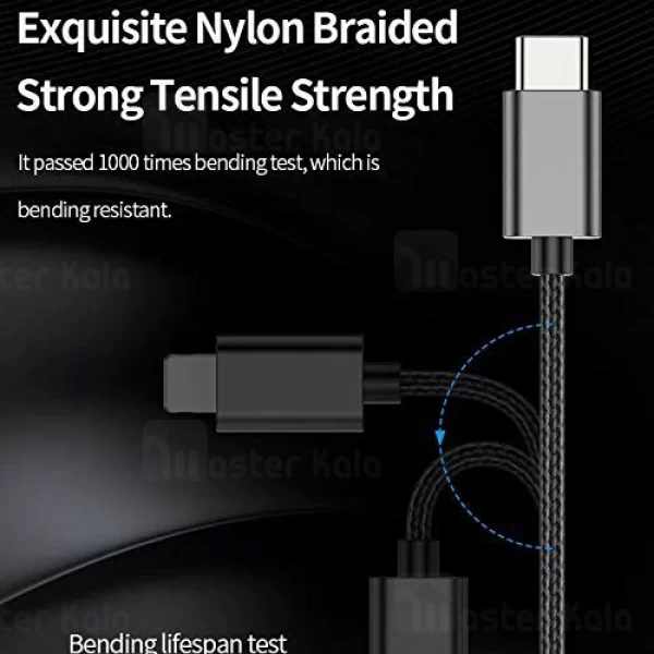 کابل سه سر راک Rock RCB0722 3 in 1 Metal Stretchable Cable طراحی تلفنی