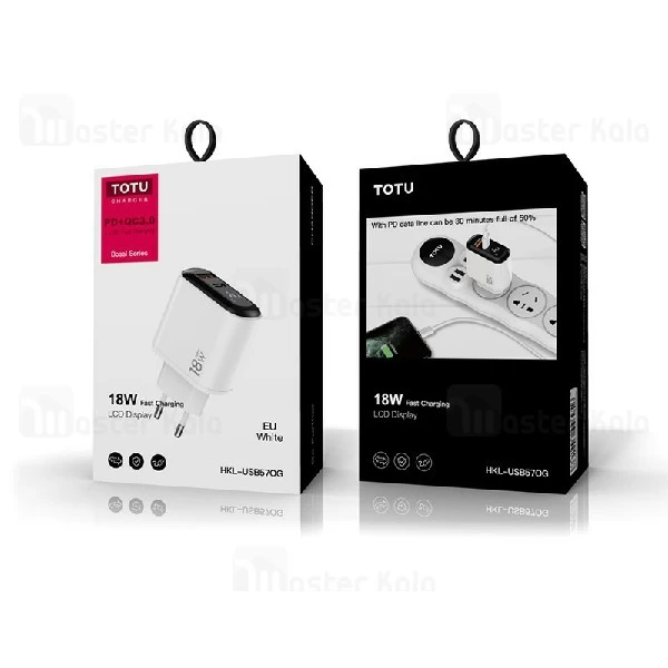 شارژر دیواری دو پورت توتو Totu HKL-USB57OG PD QC3.0 Charger 18W توان 3 آمپر