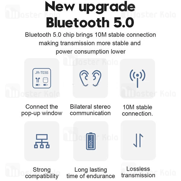هدست بلوتوث دوتایی Joyroom T Series JR-T03S مناسب آیفون و اندروید