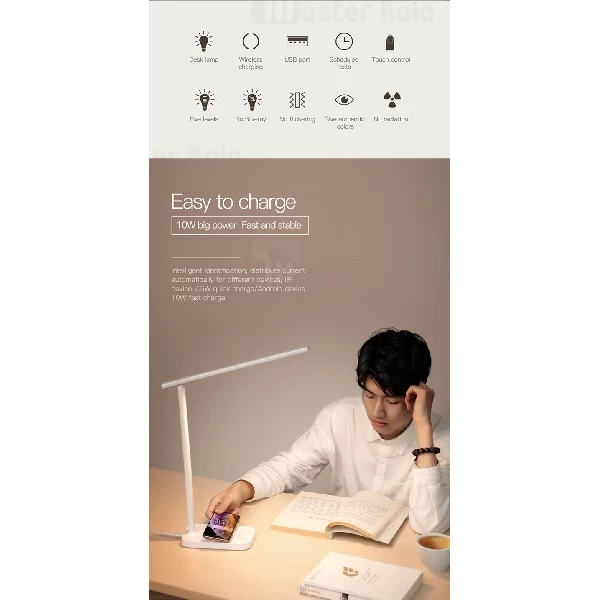 چراغ مطالعه و شارژر وایرلس بیسوس Baseus Lett Wireless Charging Folding Desk Lamp ACLT-B02