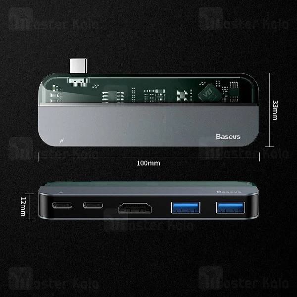 هاب شارژر و داک انتقال اطلاعات بیسوس Baseus Transparent Type-C Hub CAHUB-K0G