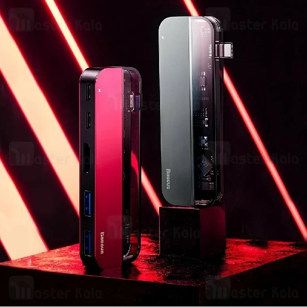 هاب شارژر و داک انتقال اطلاعات بیسوس Baseus Transparent Type-C Hub CAHUB-K0G