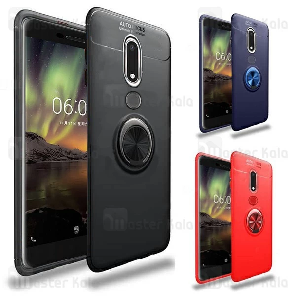 قاب ژله ای طرح چرم انگشتی Nokia 6.1 2018 AutoFocus Magnetic Ring