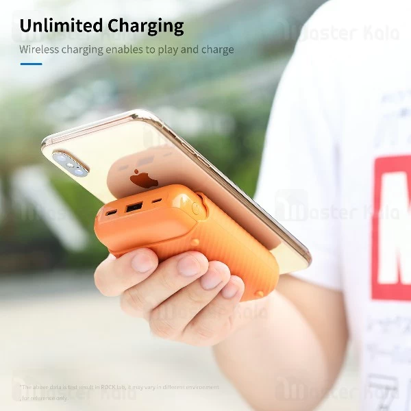 پاوربانک وایرلس 10000 راک Rock W1063 P51 Mini Power Bank دارای کیف و استند