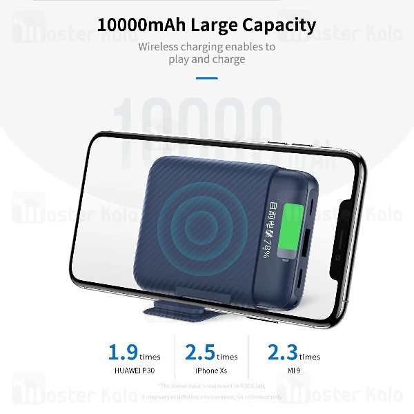 پاوربانک وایرلس 10000 راک Rock W1063 P51 Mini Power Bank دارای کیف و استند