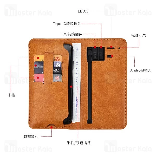 پاوربانک وایرلس 6000 میلی آمپر و کیف چرمی Zhuse ZS-PB-025 Star River 3