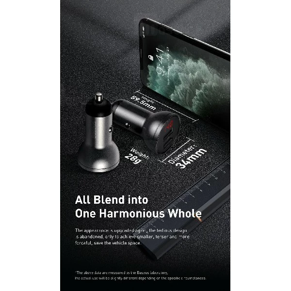 شارژر فندکی بیسوس Baseus Digital Display Car Charger CCBX-0G توان 24 وات