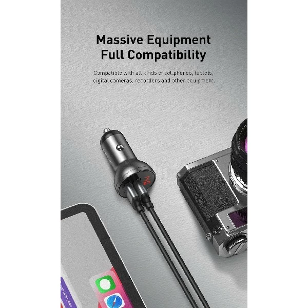 شارژر فندکی بیسوس Baseus Digital Display Car Charger CCBX-0G توان 24 وات