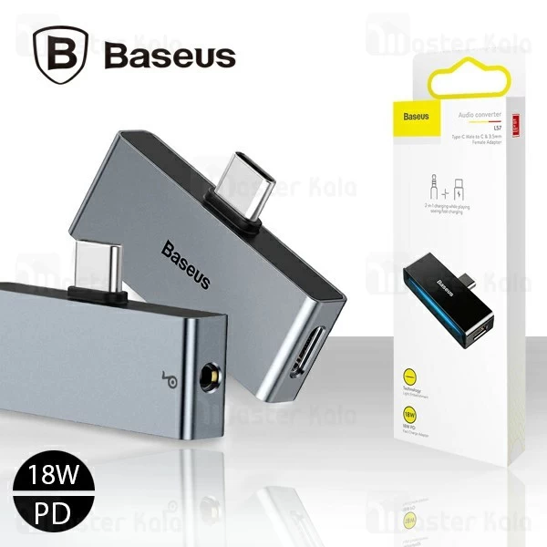 کابل تبدیل تایپ سی اتصال همزمان هندزفری و شارژر بیسوس Baseus L57 2 in 1 Adapter CATL57-01