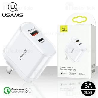 شارژر دیواری یوسمز Usams CC065 T12 PD QC3.0 USB Charger توان 3 آمپر
