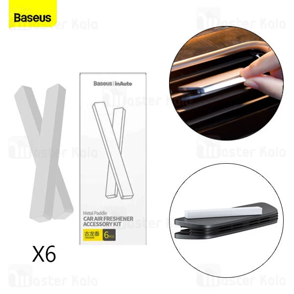 کیت رایحه خوشبو کننده هوا خودرو بیسوس Baseus Metal Paddle Air Freshener Kit SUXUN-M0A بسته 6 عددی