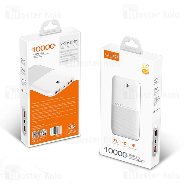 پاوربانک 10000 الدینیو LDNIO PR1009 Dual USB Power Bank توان 2.1 آمپر