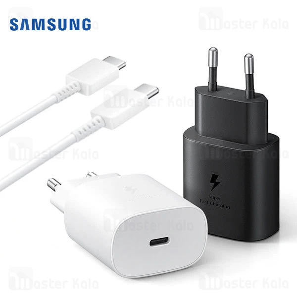 شارژر و کابل فست شارژ اورجینال سامسونگ Samsung Fast Charger 2.0 Type C to Type C TA-800 توان 25 وات