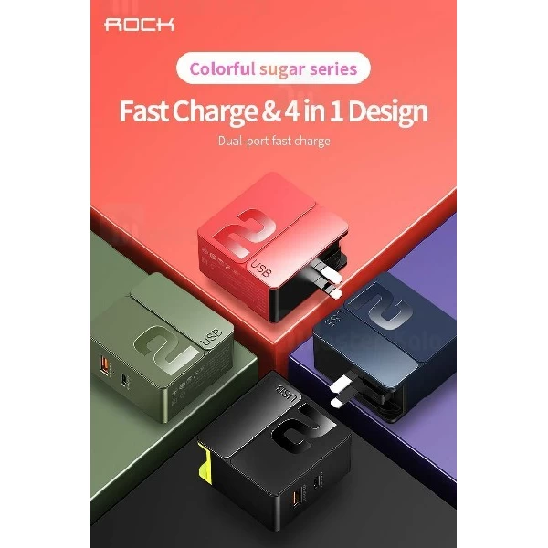 شارژر دیواری راک Rock RWC-0443 Sugar PD QC4.0 Charger 30W توان 5 آمپر