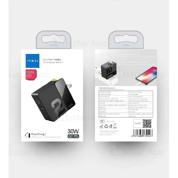 شارژر دیواری راک Rock RWC-0443 Sugar PD QC4.0 Charger 30W توان 5 آمپر