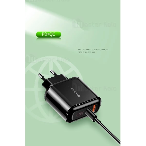 شارژر دیواری یوسمز Usams CC085 PD QC3.0 Charger 18W توان 3 آمپر