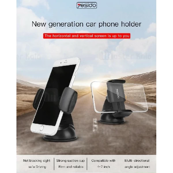 هولدر و پایه نگهدارنده موبایل یسیدو Yesido C02 Phone Holder مناسب 4 تا 7 اینچ