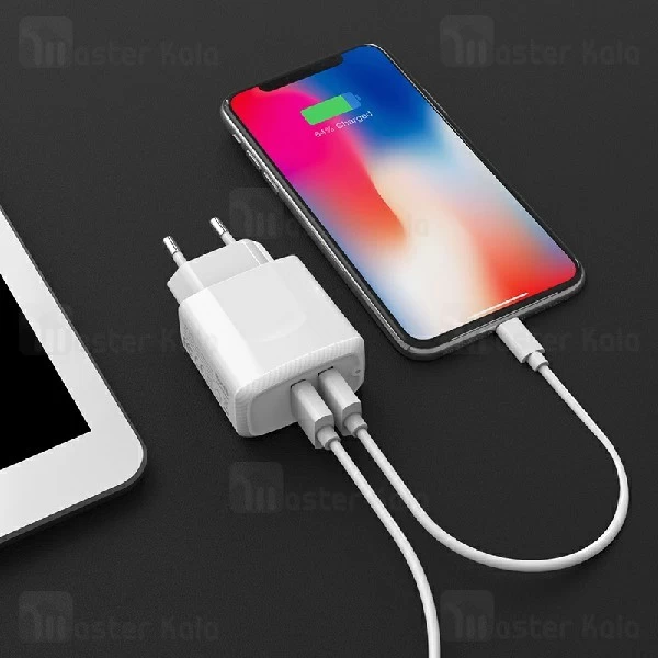 شارژر دیواری بروفون Borofone BA3A Dual USB Charger دارای کابل سه سر