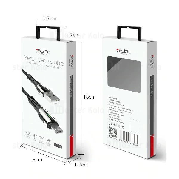 کابل Type C یسیدو Yesido CA43 Metal Charging Cable توان 2.4 آمپر