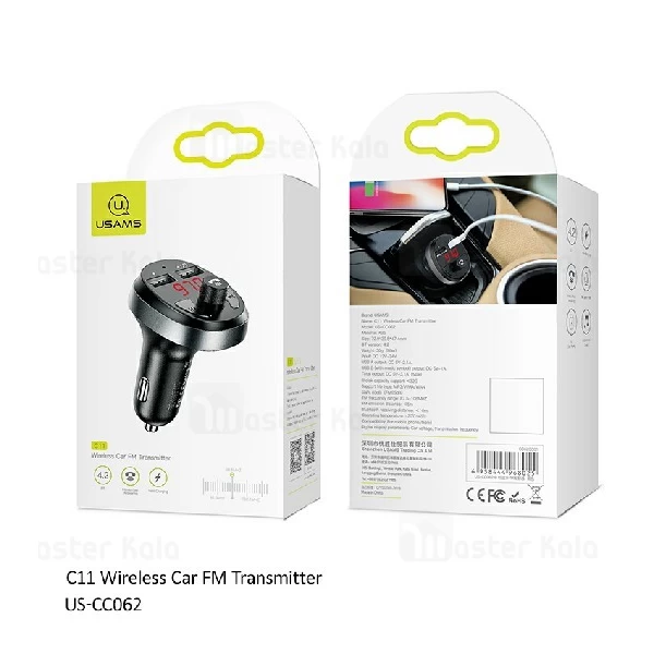 شارژر فندکی و پخش کننده بلوتوث یوسمز Usams C11 Car Charger توان 3.1 آمپر