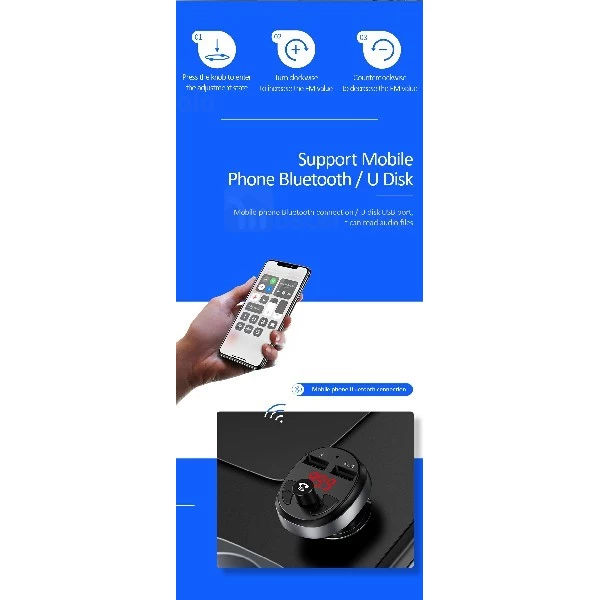 شارژر فندکی و پخش کننده بلوتوث یوسمز Usams C11 Car Charger توان 3.1 آمپر