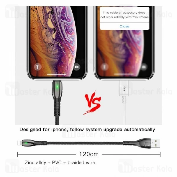 کابل لایتنینگ یسیدو Yesido CA43 Metal Charging Cable توان 2.4 آمپر