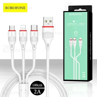 کابل سه سر بروفون Borofone BX17 3 in 1 Charging Cable به توان 2 آمپر