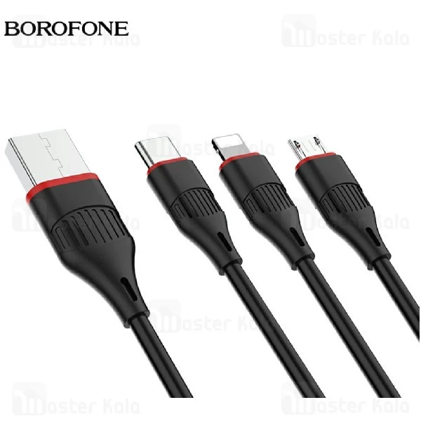 کابل سه سر بروفون Borofone BX17 3 in 1 Charging Cable به توان 2 آمپر