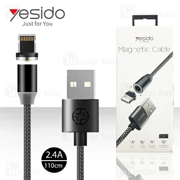 کابل مگنتی لایتنینگ یسیدو Yesido CA11 Magnetic Cable توان 2.4 آمپر 