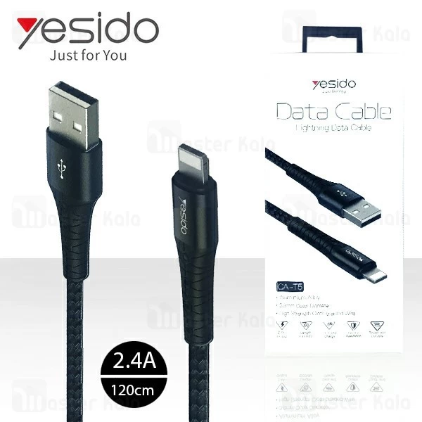 کابل لایتنینگ یسیدو Yesido CA-T5 Data Charging Cable توان 2.4 آمپر