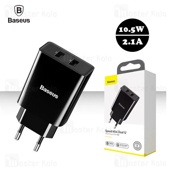 شارژر دیواری بیسوس Baseus Speed Mini Dual U Charger 10.5W CCFS-R01 توان 2.1 آمپر