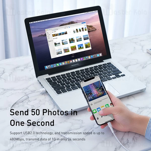 کابل لایتنینگ بیسوس Baseus Mini White CALSW-02 توان 2.4 آمپر