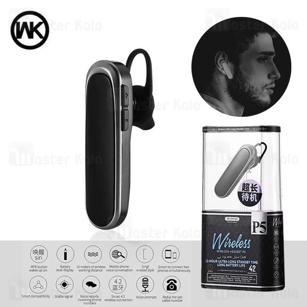 هندزفری بلوتوث تک گوش دبلیو کی WK P5 Bluetooth Earphone