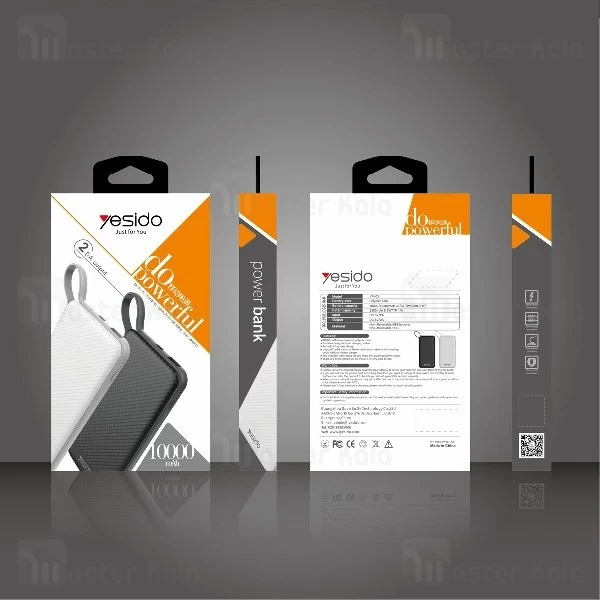 پاوربانک 10000 میلی آمپر یسیدو Yesido YP-03 دارای کابل متصل و توان 2 آمپر