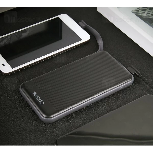 پاوربانک 10000 میلی آمپر یسیدو Yesido YP-03 دارای کابل متصل و توان 2 آمپر